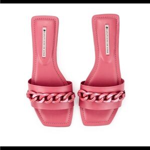 Pink Chain Strap Sandals Slides